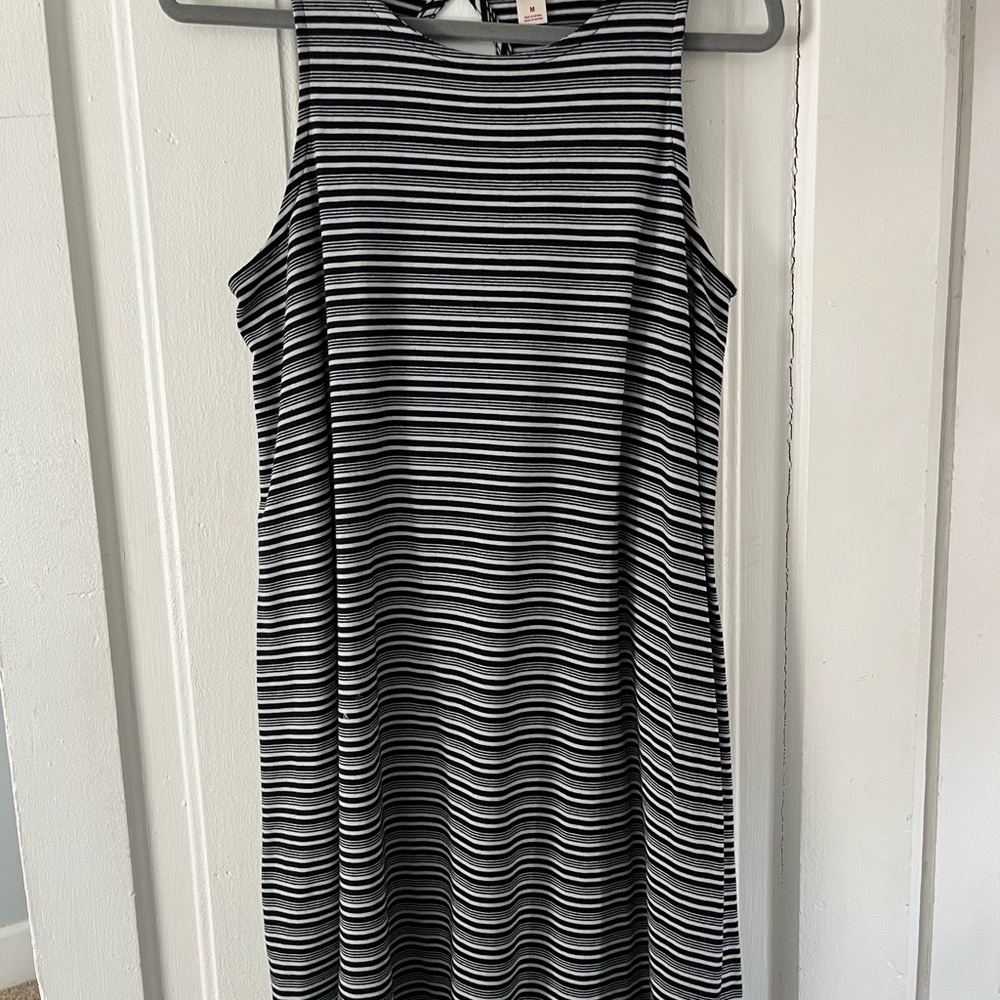 Striped Black and White Sleeveless Dress
